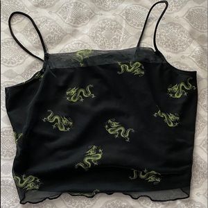 Black w/ dragon Crop Top